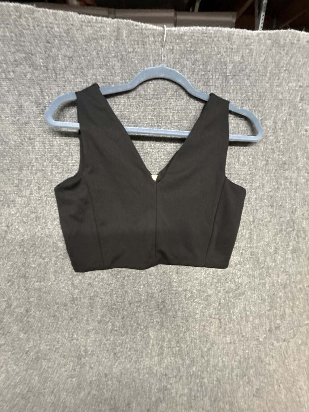 Foreign Exchange Black V-Neck Zipper Back Crop Top